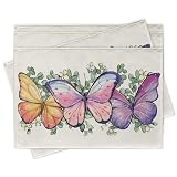Croar Spring Summer Colorful Butterfly Placemats Set of 4, Eucalyptus Leaves Dining Place Mats Table Decor, Seasonal Home Kitchen Decoration 12 x 18 Inch