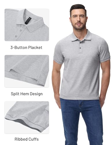 Image of MIER Men's Cotton Pique Polo Shirts, Short Sleeve Golf Work Casual Tops