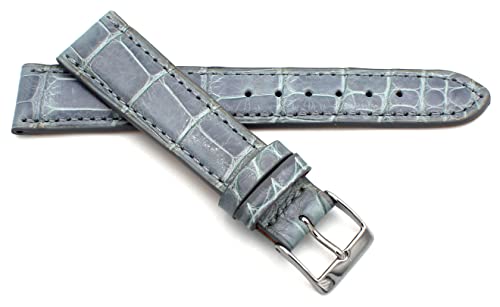 Bracelet 18mm alligator gris brillant Sulla pour montre de luxe