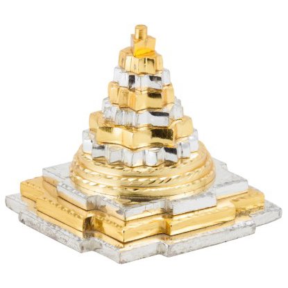 Pyramide Feng Shui en laiton argenté et doré Aakrati Devyom pour l'énergie positive