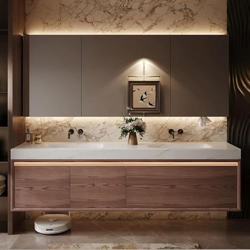 kmnub 54IN Bathroom Vanity with Double Sink - Floating Solid