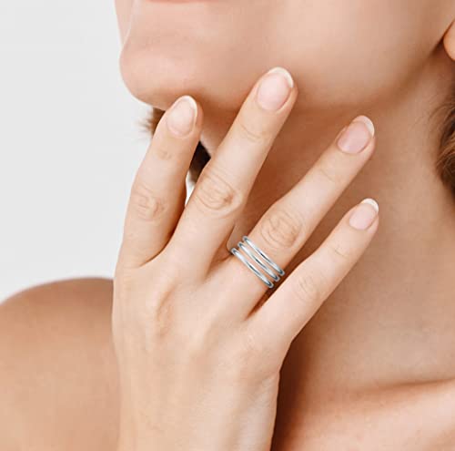 SILVERLINE JEWELRY Set of 3 Rings Stainless Steel 2mm Comfort Fit Unisex Wedding Engagement Band Stacking Ring/Silver, Gold, Rose, Blue, Black/Full and Half Sizes 5-142