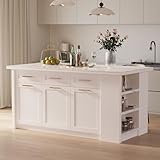 homary 71' White Kitchen Island with Storage Large Kitchen Cabinet with Drawers & Sintered Stone Top Island Table for Dining Room
