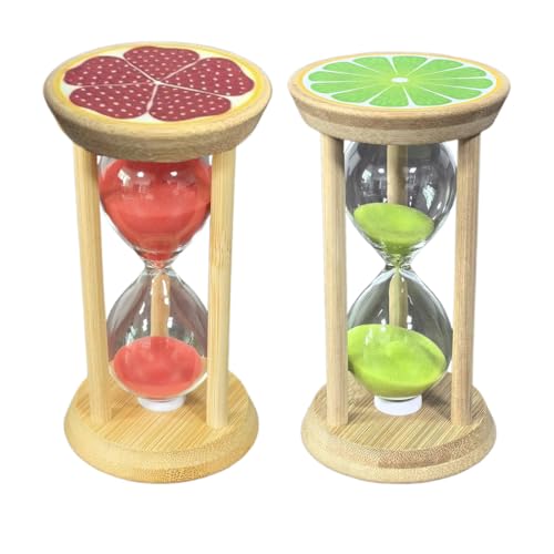 2 temporizadores de Arena de 5 Minutos, para niños, para decoración del hogar, Accesorios de Cocina (Pomelo, limón)