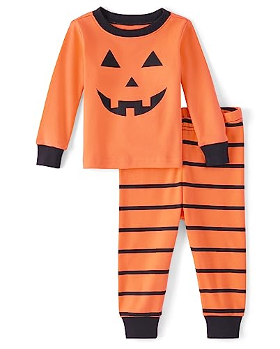 The Children's Place Baby Toddler, Halloween Pajamas, Cotton, Pumpkin 2 Piece, 5T