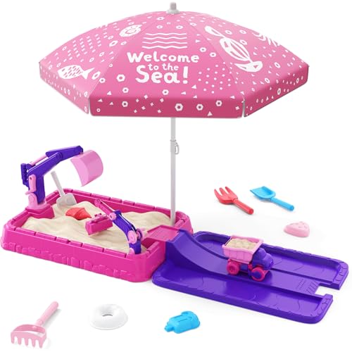 HYES Sandkasten mit Abdeckung, Dreck Digger Bagger Sandkasten mit Deckel,...