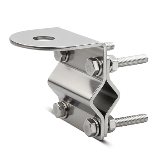 Anina Groove CB Radio Antenna Mount for SO239 Stud 3/8-24 Thread Stainless Steel Bracket Fit Truck Mirror (Fits 13-30mm Tube), Semi Truck, Jeep, Off-Road Vehicles