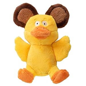 goDog Flips Duck-Bear Silent Squeak Plush Dog Toy, Chew Guard Technology – Yellow, Small