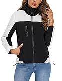 Wayleb Abrigos Impermeables para Mujer Chaqueta Impermeable con Cremallera Chaqueta Cortavientos con Capucha Chubasquero Deportivo Secado Rápido,negro,M