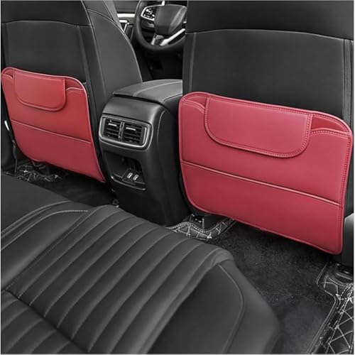 NFAHBAQA 2 Piezas Protector Asiento Coche Respaldo para Cupra Ateca/Born/Formentor/Leon/TCR/E-TCR, Universal Organizador Coche Cubierta Protección Sillas Trasero de Cuero,C
