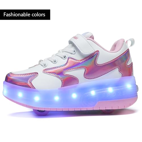 Nsasy Girls Boys Roller Shoes with LED Light Up Wheels Sneakers Kids Roller Skates Shoes for Kids for Children3