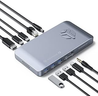 Thunderbolt 3 Dock with Dual M.2 Enclosures & Fan, Yottamaster 10-in-1 40Gbps USB C Laptop Docking Station with PD60W Charging, Dual 4K@60Hz, Ethernet, Compatible with Mac & Windows-MS5