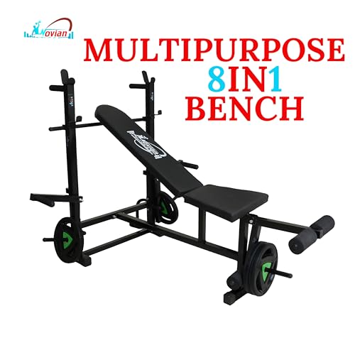 Image of 8-in-1 Multipurpose Adjustable Weight Bench, Incline /Decline /Flat Bench with Leg Extension, Butterfly, Dips Station, Multi Bench, Home Workout Fitness Bench (Full Black)