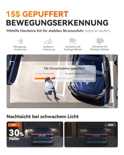 VANTRUE E1 Pro 4K HDR STARVIS 2 Dashcam Auto Vorne, Mini Dash Cam mit CPL – Ansicht 6