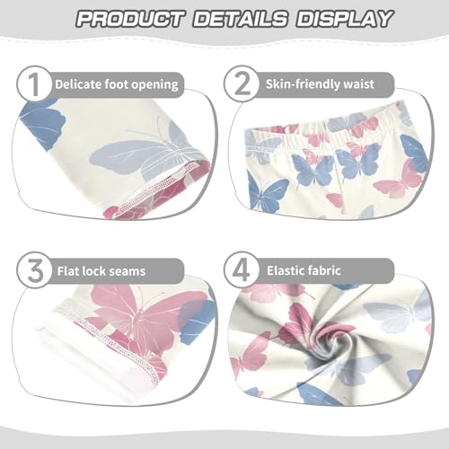 senya Girls Printed Leggings Yoga Pants Pastel Butterflies on Cream Pattern for Kids in 4t to 10 Years, 4T3