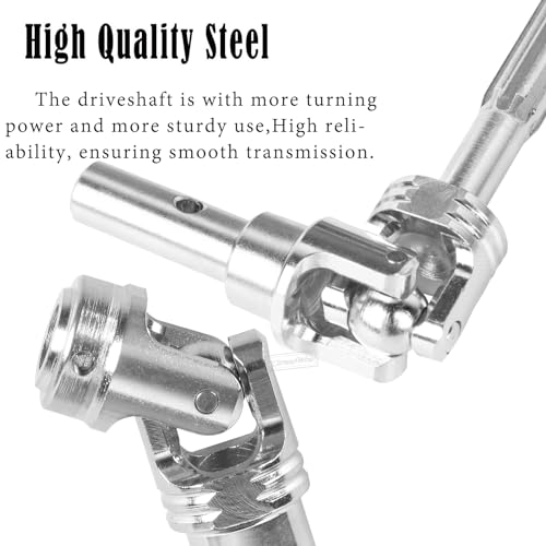 Image of RcarmumbWow Driveshafts Axles Upgrades Part for 1 /10 WideMaxx (Not for Shorter Factory Arms),#45 Steel Front Rear Drive Shafts CVD 4pcs,w /Wheel Hex Nuts,Replace #8996X,Silver & Red