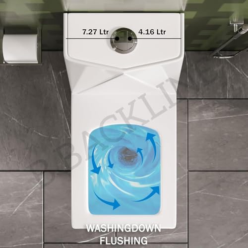 Image of Backline Ceramic Commodes For Toilet Diamond Cut | One Piece Water Closet | Western Toilet For Bathroom | With Soft Close Seat Cover - S Trap 9 inch Outlet Is From Floor (White) (7 Years Glaze Warrenty)