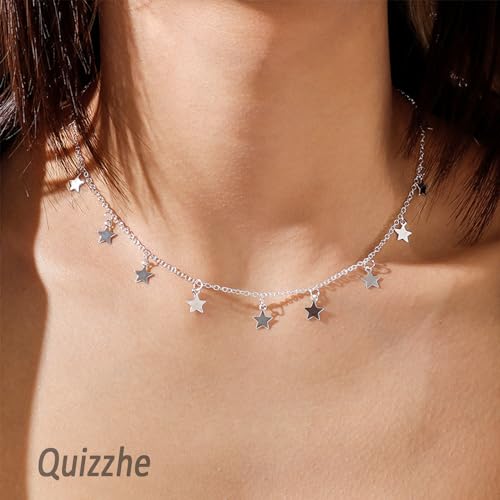 Collier ras du cou en forme d'étoile dorée, pendentif chaîne clavicule - 5