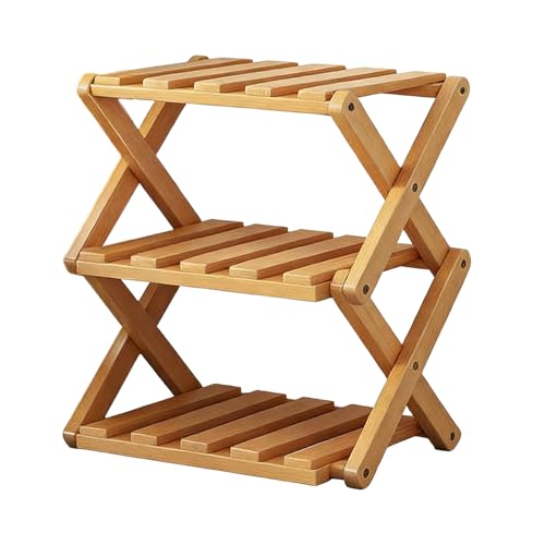 Zapatero de madera - 37x26x26cm 3 capas extensible, ajustable, organizador plegable | Estante de madera para zapatos, diseño vertical delgado, para familias, estudiantes, adultos, hombres, mujeres