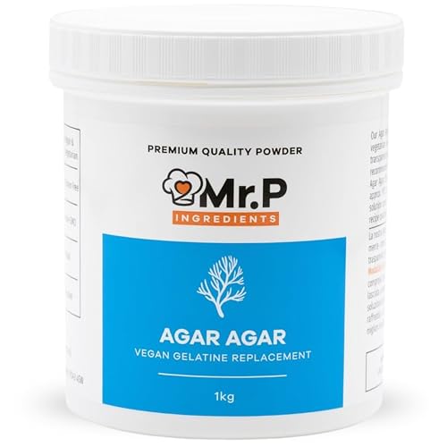 Mr.P Ingredients Agar Agar Poudre 1kg Pot, Gelifiant Alimentaire Naturel et Végétal pour Gelées, Desserte, Cuisine Moléculaire et Mixologie, Sans Gluten,...