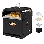 PIZZELLO Outdoor Pizza Oven 4 in 1 Wood Fired 2-Layer Detachable Outside Ovens With Pizza Stone, Pizza Peel, Cover, Cutter, Cooking Grill Grate, Pizzello Gusto