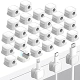 24 Pcs Cord Organizer Holder,Magnetic Cord Organizer,Easy Adhesive Phone Charging Cable Keeper,for Home Office Desk Phone Car Wall Desktop Nightstand(White)