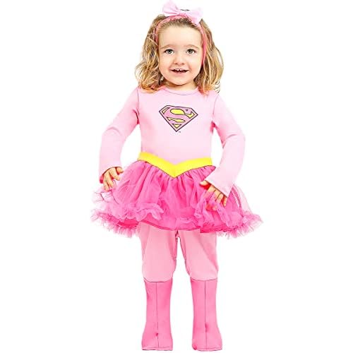 Funidelia | Disfraz de Supergirl para bebé Kara Zor-El, Superhéroes, DC Comics - Disfraz para niños y divertidos accesorios para Fiestas, Carnaval y Halloween - Talla 6-12 meses - Rosa