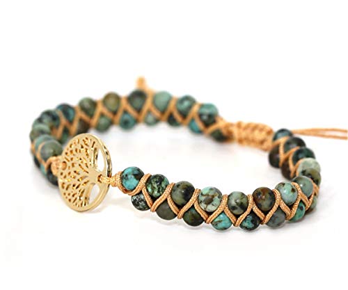 Image of Women Boho Wrap Bracelet,Handmade Natural Stone Crystal Emperor Beads Heart Bracelet, Fashion Bohemian Jewelry Gift for Women
