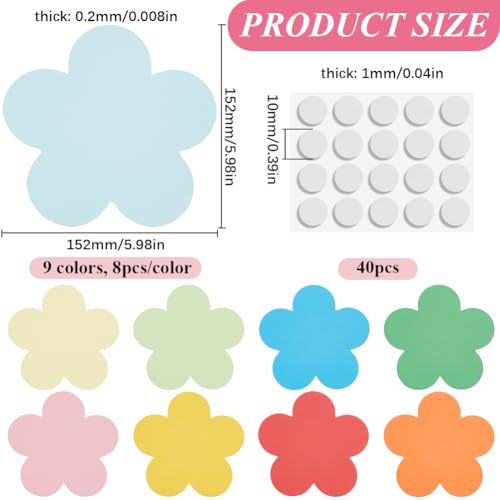 SOFPLATE 8 conjuntos de 72 peças de recortes de papel floral de 15 cm recortes de papel colorido sor