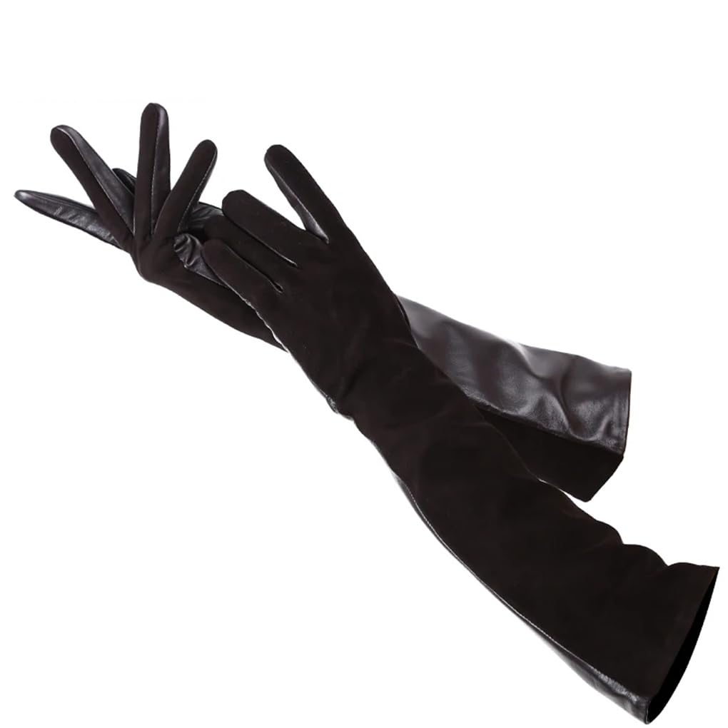 Dninmim Guanti solidi da donna,Guanti in pelle scamosciata,Mantenere caldi guanti lunghi invernali