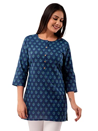 Image of feranoid Women Cotton Printed Straight Short Kurti