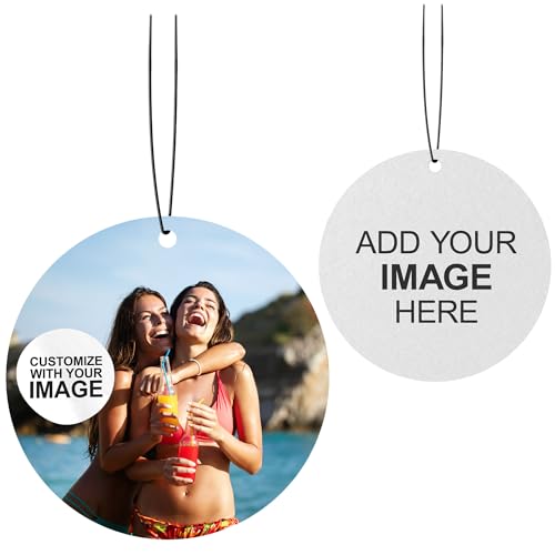 Image of Instafreshener Custom Hanging Air Freshener | Circle | Custom Air Fresheners with Picture or Text for Car, Closet, Bathroom, Locker & Office Decor