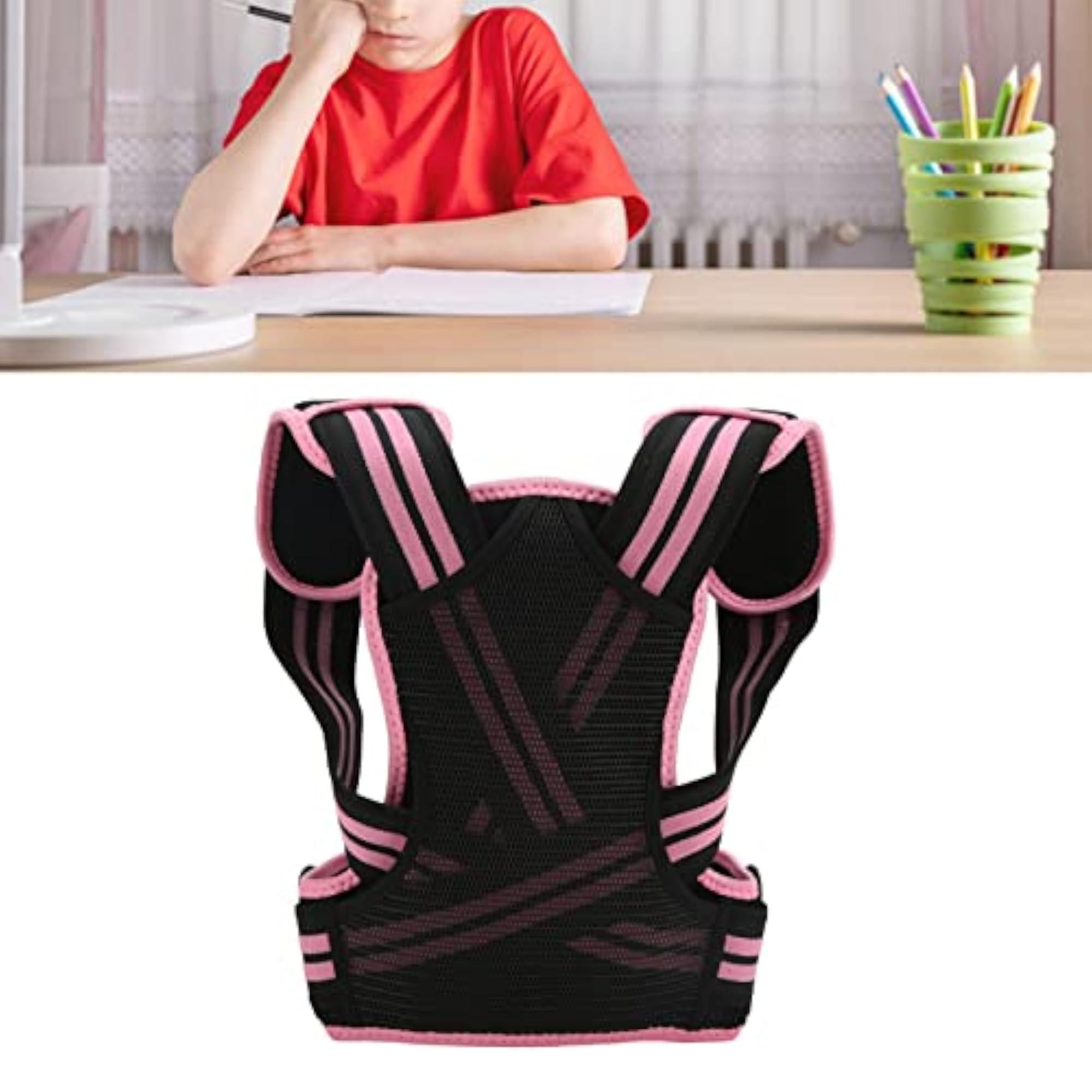 Posture Corrector, Easy to Use Back Straightener, Closure for (Pink)