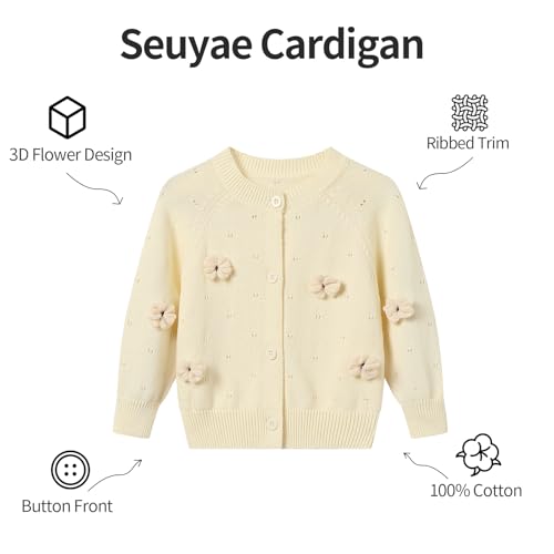 Baby Girls Soft Knit Cardigan 3D Floral Cotton Sweater for 12M-5T3