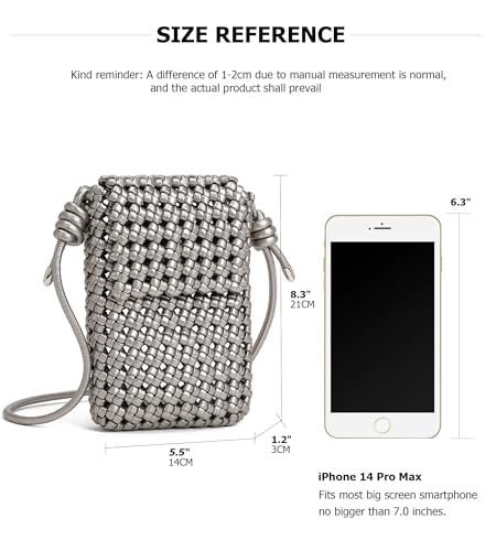 Image of myfriday Mini Quilted Crossbody Purse, Chain Strap Summer Shoulder Bag | Metal ball chain adjuster, snap closure and lightweight phone pouch add cute summer carry for holidays and shopping