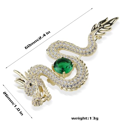 Image of Vintage Crystal Dragon Brooch Lapel Pin Decorative Safety pins for Clothing Rhinestone Animal Brooch Jewelry
