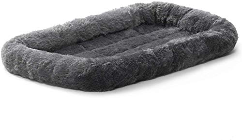 Fluffy’s Luxurious Polyester Dog Bed | Bolster Dog Bed Fits Metal Dog Crates | Machine Wash & Dry (Small, Black)