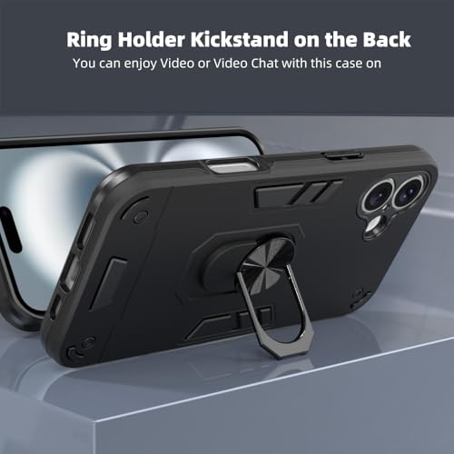 Image of NDCOM for iPhone 16 Plus Back Cover | Premium iPhone 16 Plus Cover | Kickstand Ring Holder Case