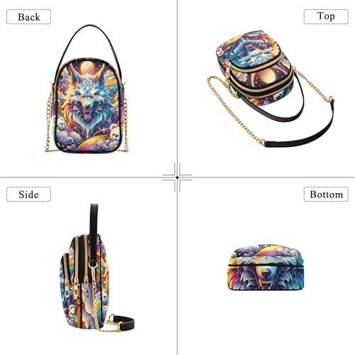 One Shoulder Handbags Colorful Phone Wallet Chain Strap Purse Quilted Zipper Designer Bowler Tote Colorful Playful Lion Galaxy4