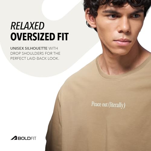 Image of Boldfit Tshirt for Man Unisex Oversized Tshirt for Woman Graphic Tees Supreme Comfort, Effortless Style Oversized T Shirt for Men, Breathable Polycotton T-Shirt for Lounging, Casual Outing, Yoga Wear