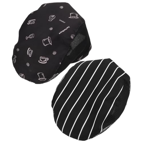 OFFSCH 2pcs Breathable Chef Hats for Men Women Cotton Cooking Caps for Food Service Restaurants Cafes and Home Kitchens Professional Hair Protection Comfort Black