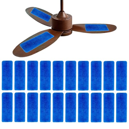 Image of 20 PCS Ceiling Fan Filter - MERV 6 Upgraded Adhesive Backed Easy Fit Universal Ceiling Fan Air Filter for Fan Blade Top Family Room Home Bedroom Kitchen Office, Blue
