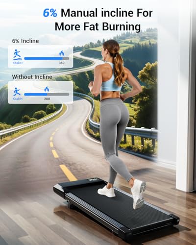 Superun Walking Pad with 6% Incline, Under Desk Treadmill for Home Office, 3 in 1 Portable Walking pad Treadmill with Remote Control, 2.5HP Quiet Mini Treadmills, 300 lbs Capacity - Image 3