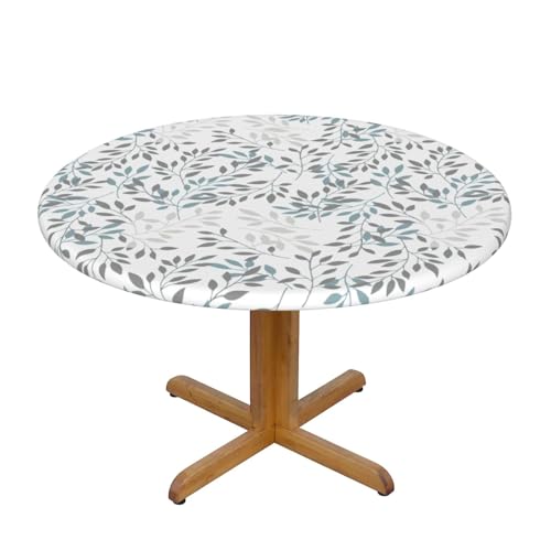 WOAIDY Elastic Edged Round Leaf Fitted Table Cloth Cover, Home Decorative Tablecloth for Indoor Outdoor Kitchen Party, Fits 40" - 44" Tables, Small by WOAIDY - Image 7