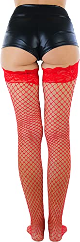 Image of ToBeInStyle Women's Vibrant Large Net Fishnet Thigh High Elastic Nylon Novelty Stockings