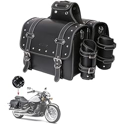 Maletas Sportster Bolsas de Cuero de Alta Densidad para Motocicleta,Bolsas Laterales con Soporte para Tazas, Impermeable, Bolsa de Herramientas de Almacenamiento para Motocicleta, Universal,1par, (Negro)