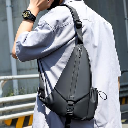 Mochila de pecho para motocicleta de 9 pulgadas impermeable con correa triangular de hombres 4