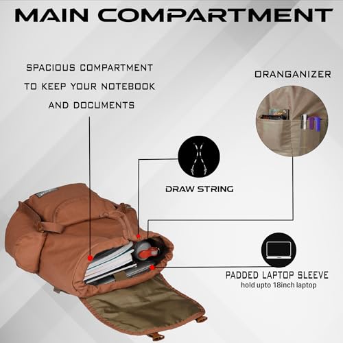 Image of F Gear Webster Canvas 21L Laptop Backpack Fits 18 inch Laptop 1 Main Compartment Drawstring Closure 3 Pkts Organizer Gifts for Men Women Boys Girls Adults Casual /College /School /Travel Bag