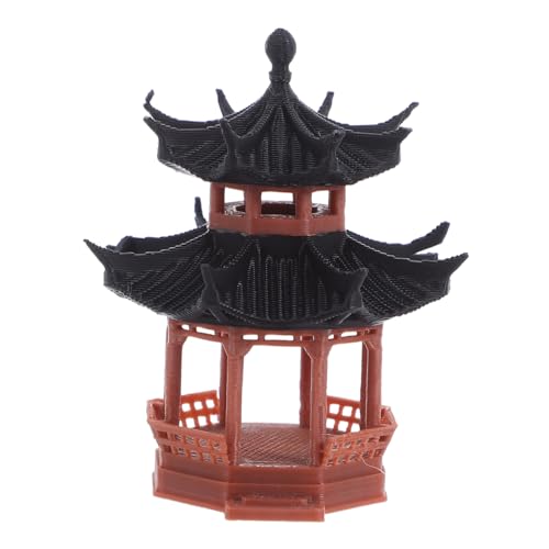 GARVALON Miniature Plastic Pagoda Statue Retro Hexagonal Pavilion Model for Zen Garden Bonsai Aquarium Micro Landscape Decoration Asian Style Ornament