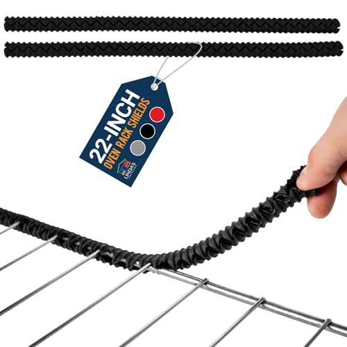 Silicone Oven Rack Shields by Lindas Essentials (2 Pack) | Heat Resistance Silicone Oven Rack Protectors Guards Against Burns and Scars | 22 Inches Long (Black)